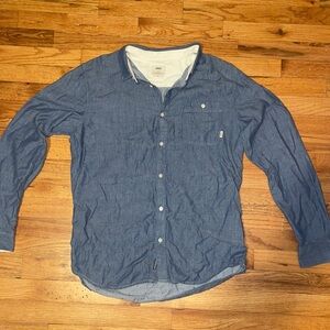 Denim look button down